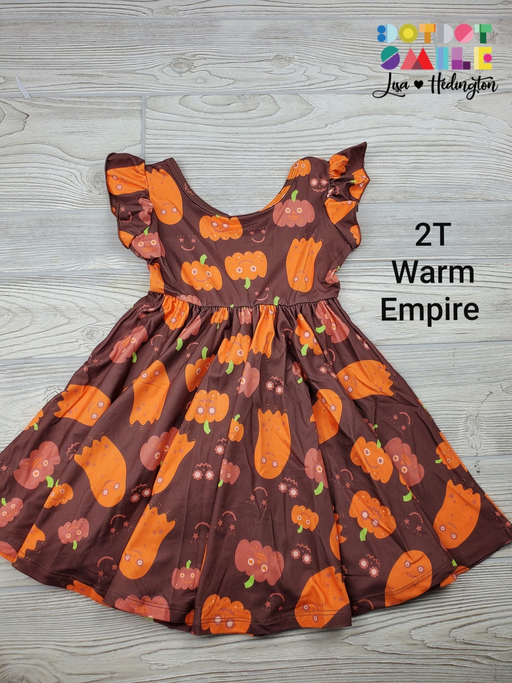 NWT DotDotSmile Pumpkin Print Empire Dress - Brown & Orange (2T)